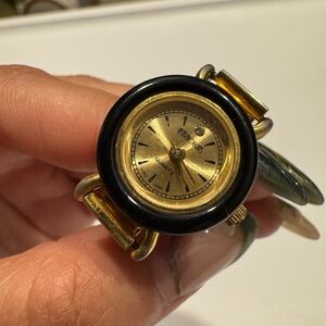 Vintage Gold and Black Ring Watch